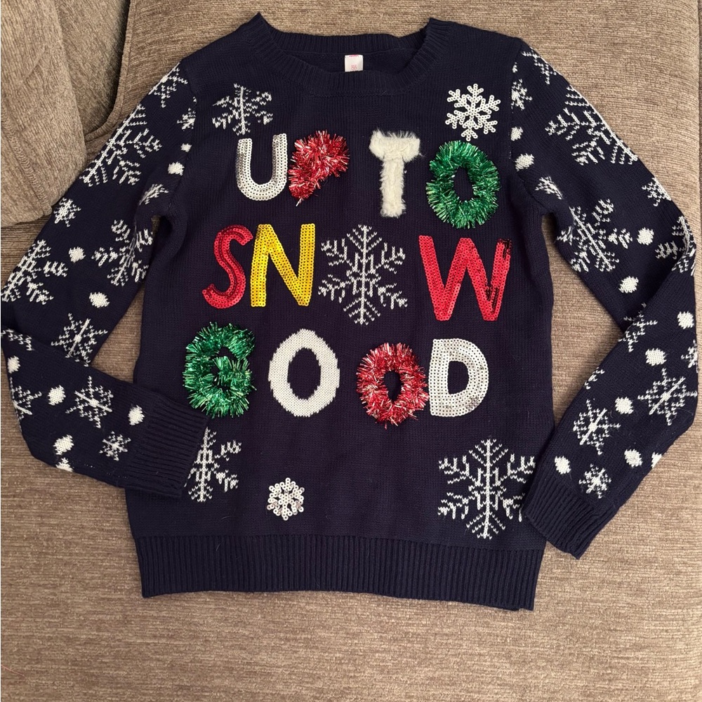 No Boundaries Navy Snowflake Sweater